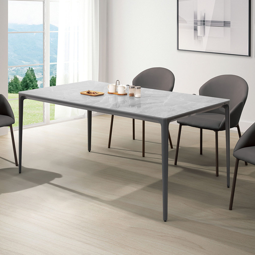 法蘭西5.3尺工業風灰色岩板餐桌/長桌/會議桌