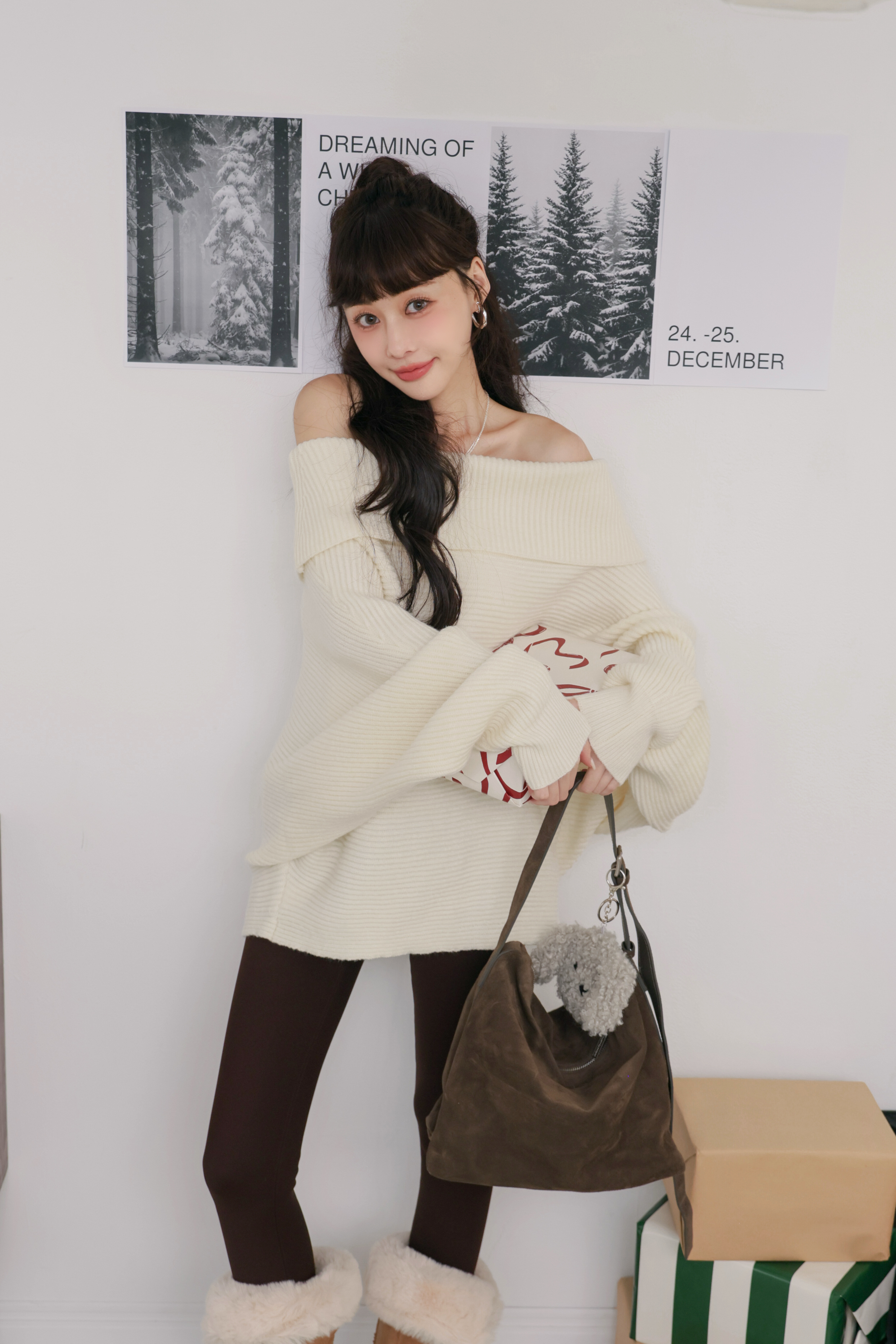 （現貨）一字領魟魚袖長版毛衣 O22