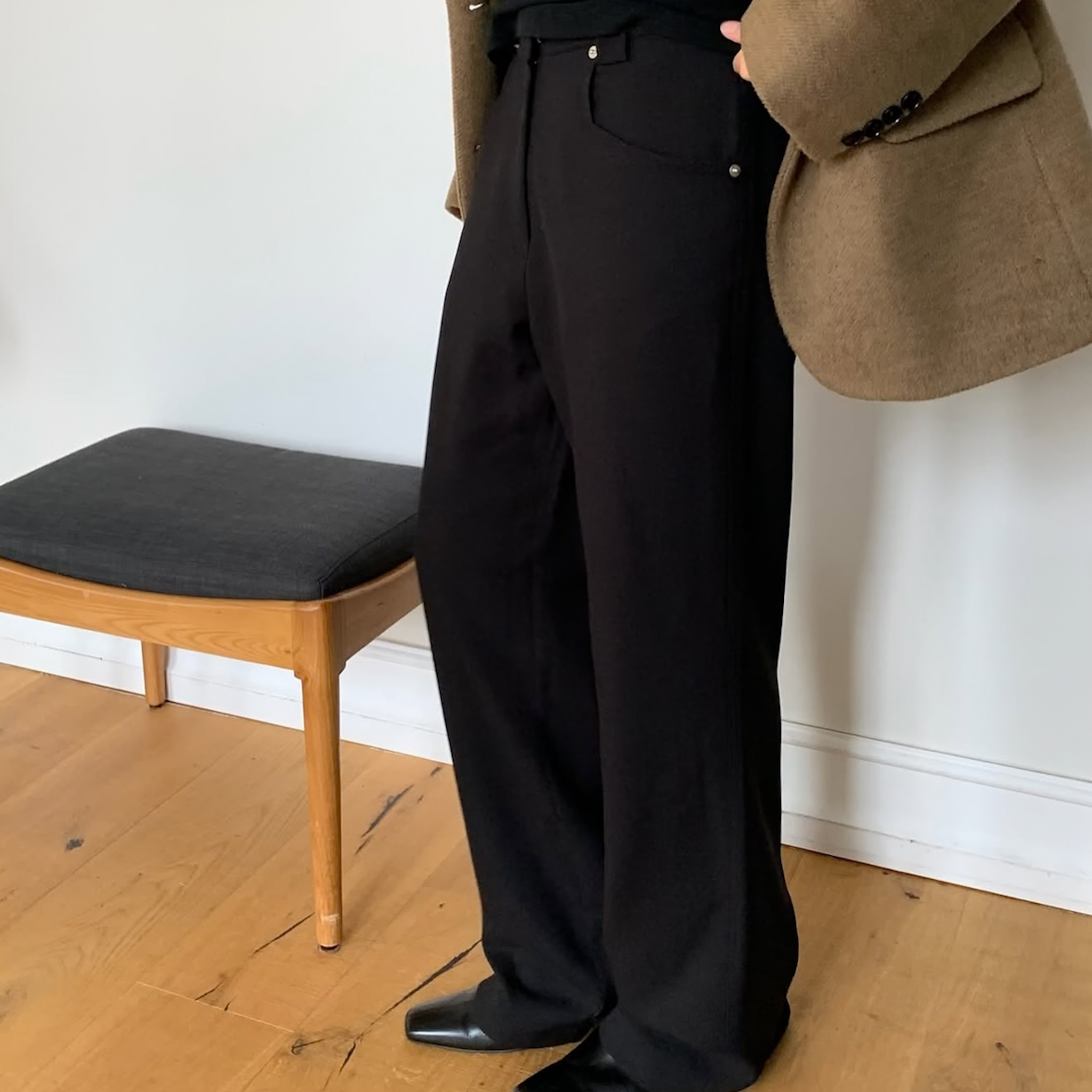 D11Rayon小銀點綴西褲(黑S/M)