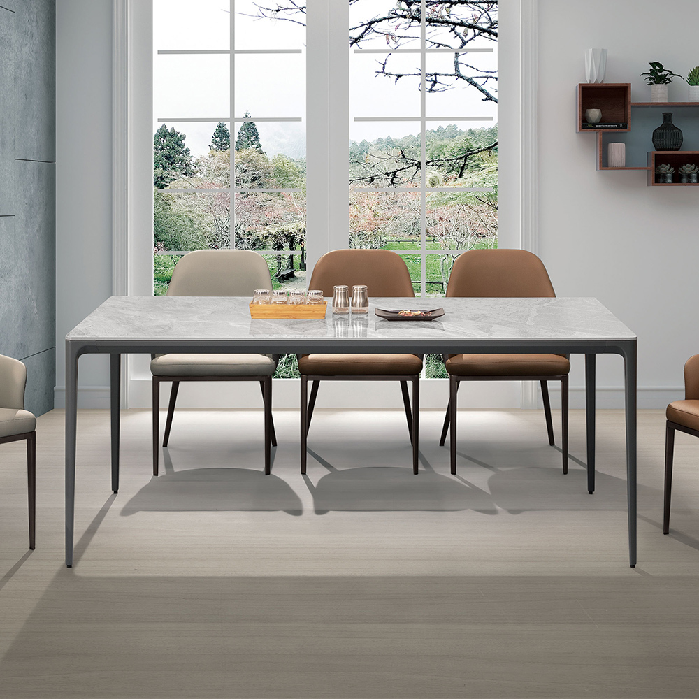 法蘭西6尺工業風灰色岩板餐桌/長桌/會議桌