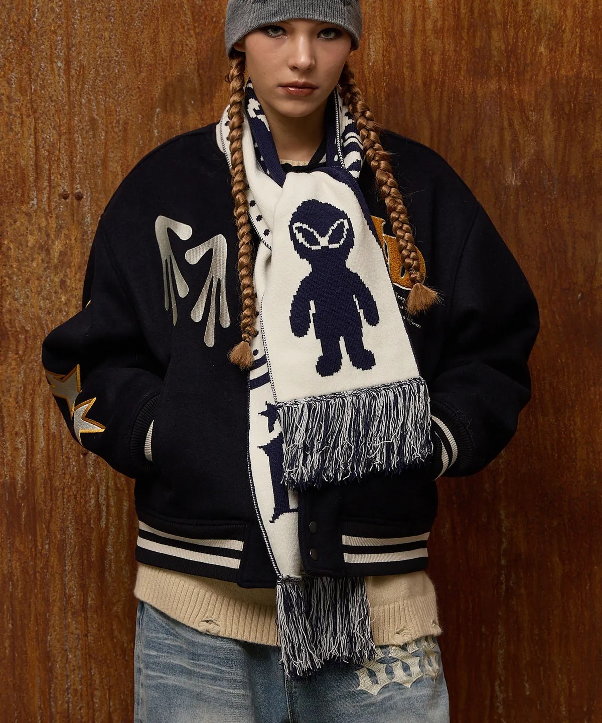 HOODHOOD Reversible Alien Knit Muffler