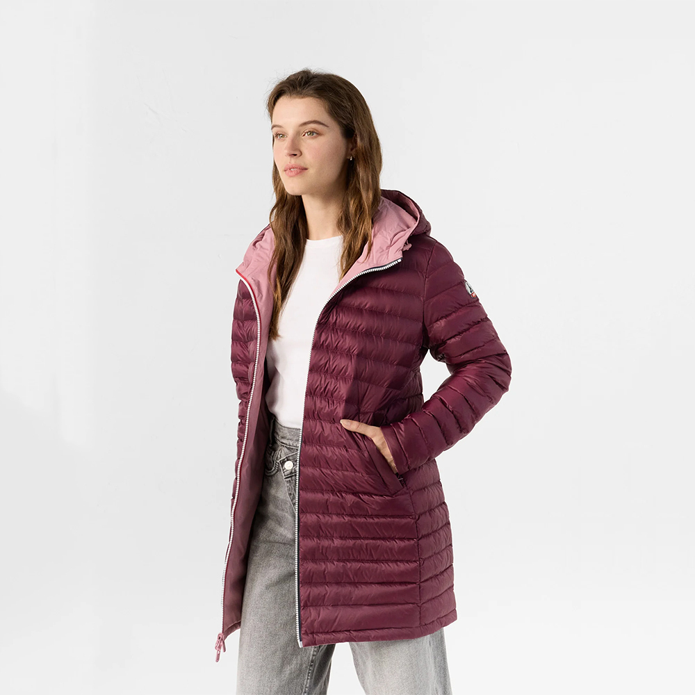 【JOTT】VER二面穿中長版羽絨外套(粉/紫)