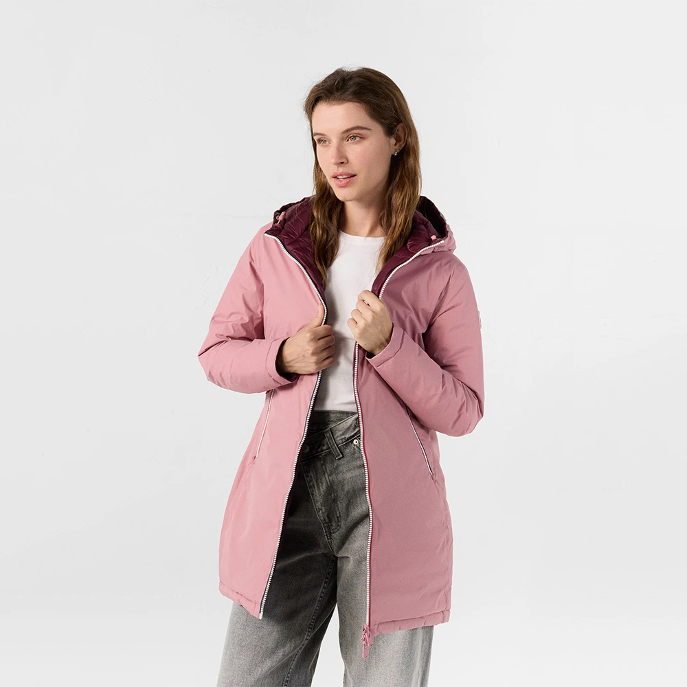 【JOTT】VER二面穿中長版羽絨外套(粉/紫)