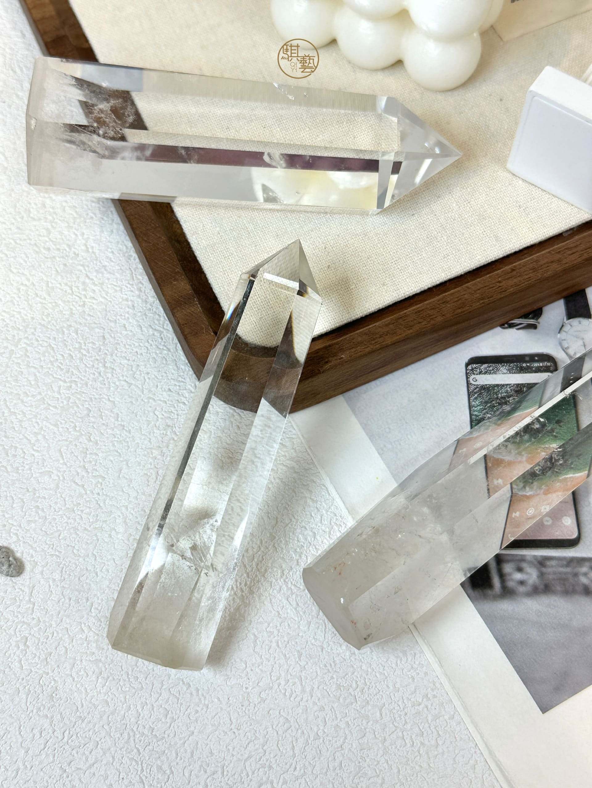 高品藍針白水晶柱｜藍針共生・淨化放大・穩定專注能量