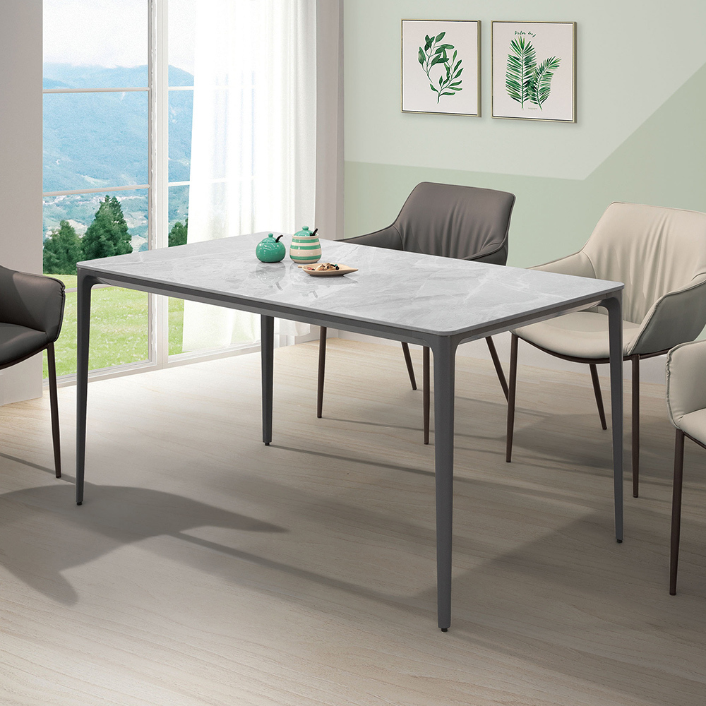 法蘭西4.7尺工業風灰色岩板餐桌/休閒工作桌