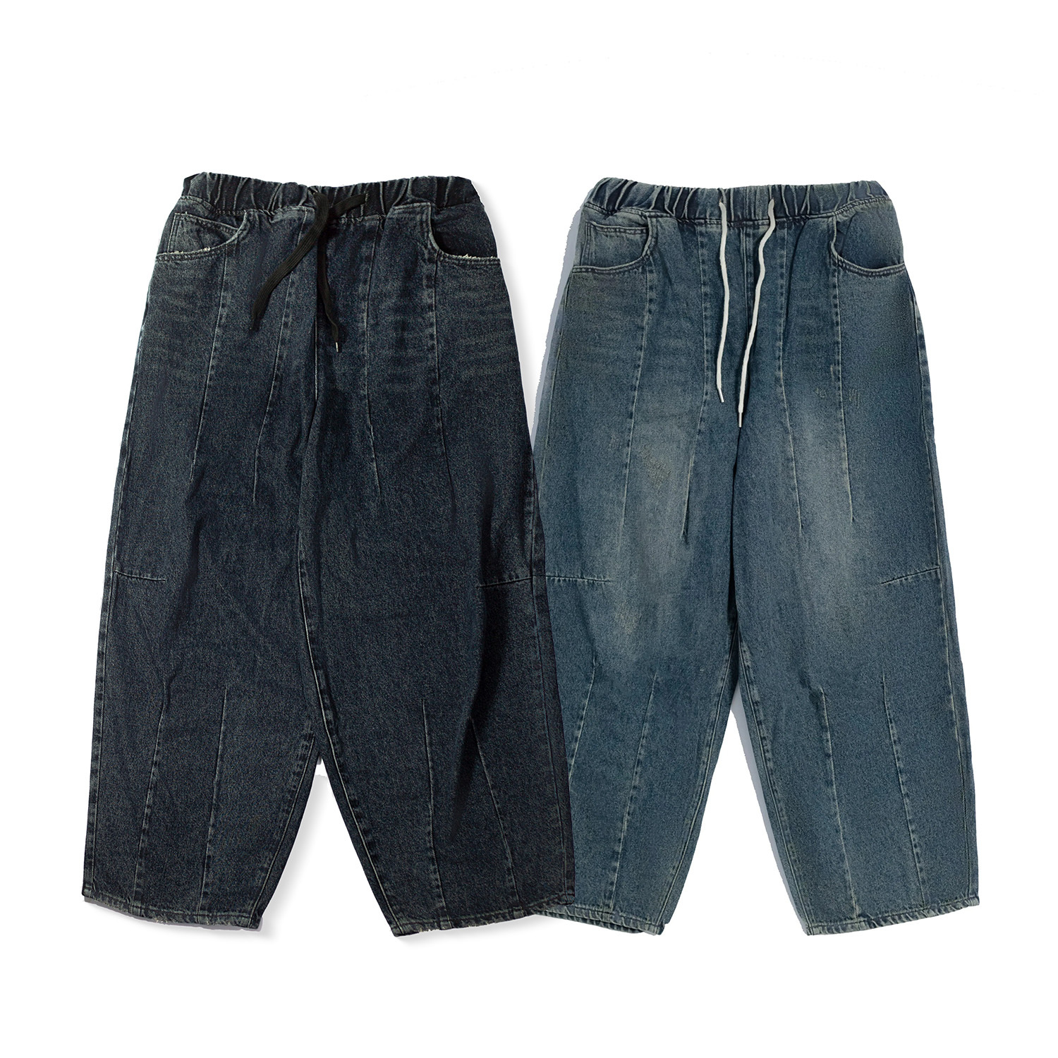 SHADOW 25SS DN-03 Twist Baggy Denim / 磨破裁線寬鬆燈籠鬆緊牛仔長褲