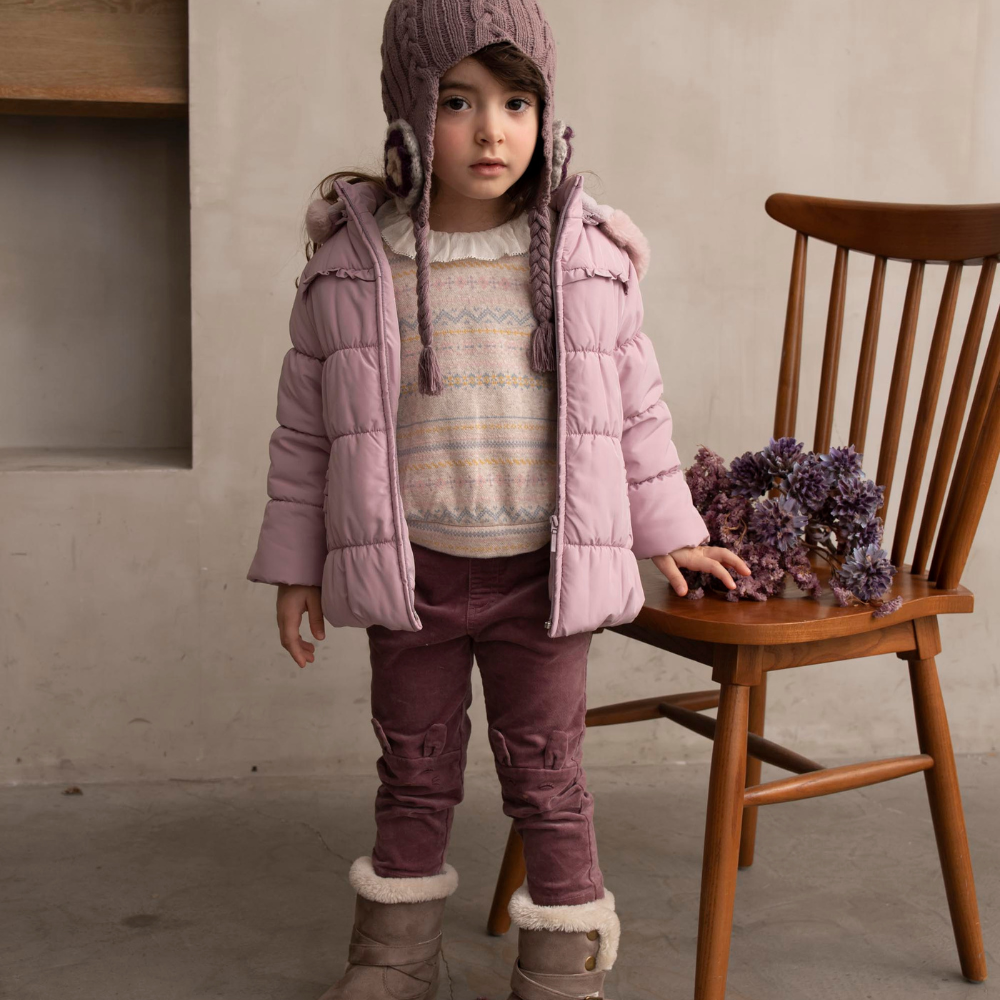 PIPPY 舒適彈性布可愛小兔褲管長褲 紫