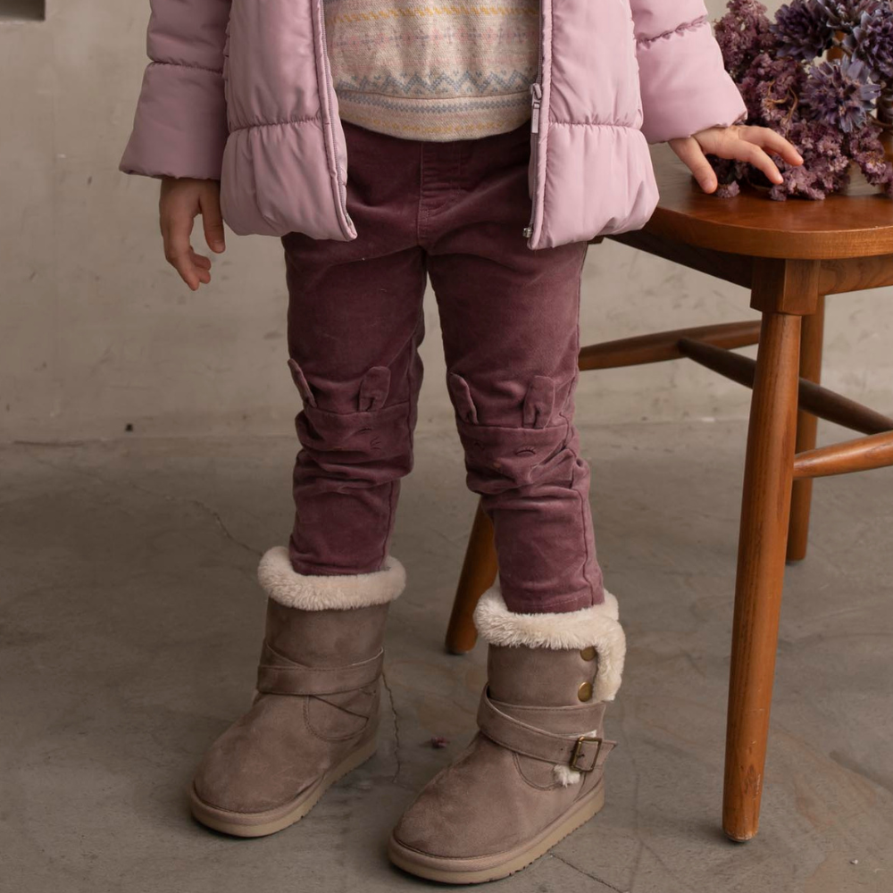 PIPPY 舒適彈性布可愛小兔褲管長褲 紫