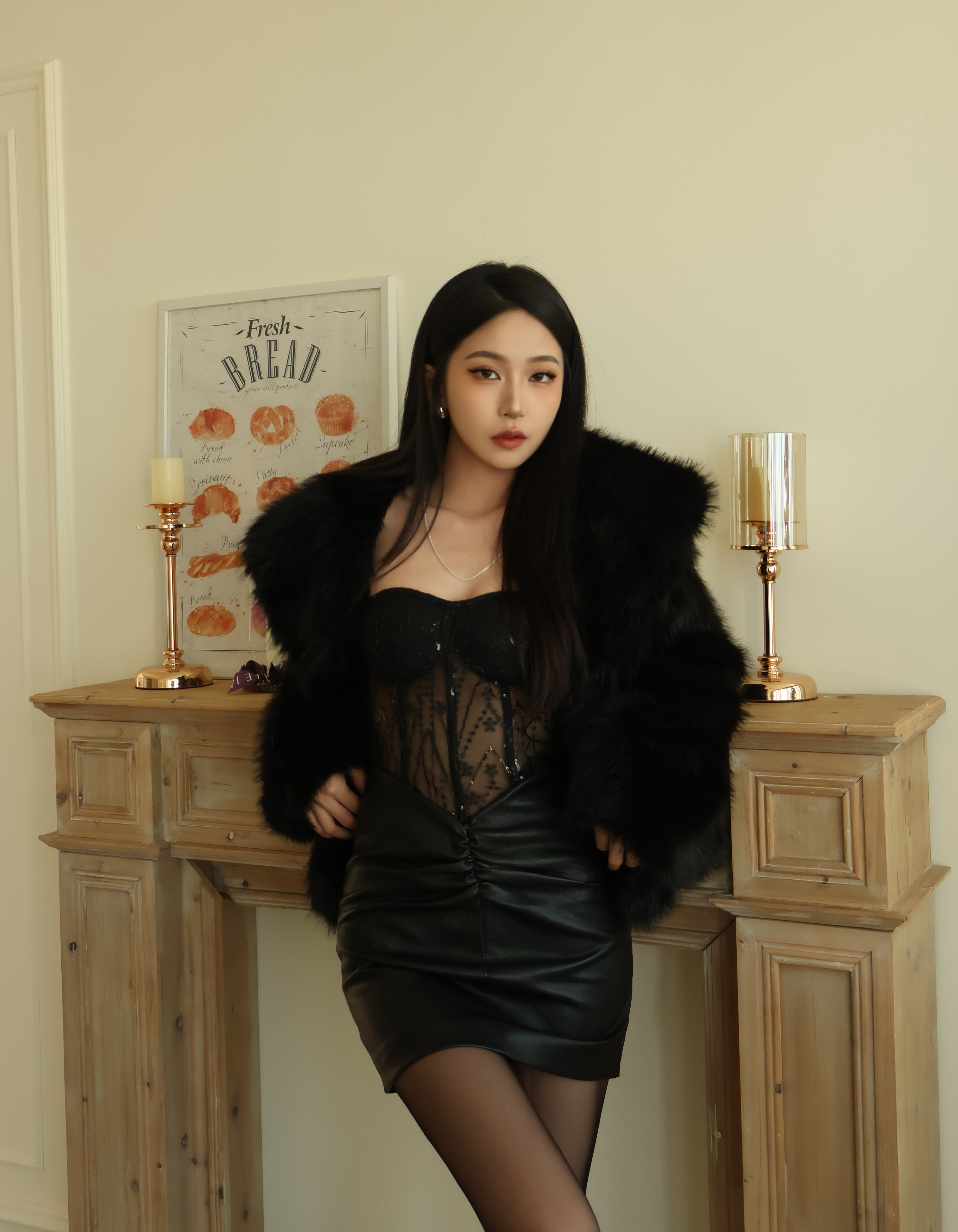 魚骨馬甲拼接短洋