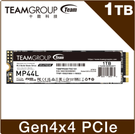 TEAM十銓 MP44L 1TB/2TB M.2 PCIe SSD