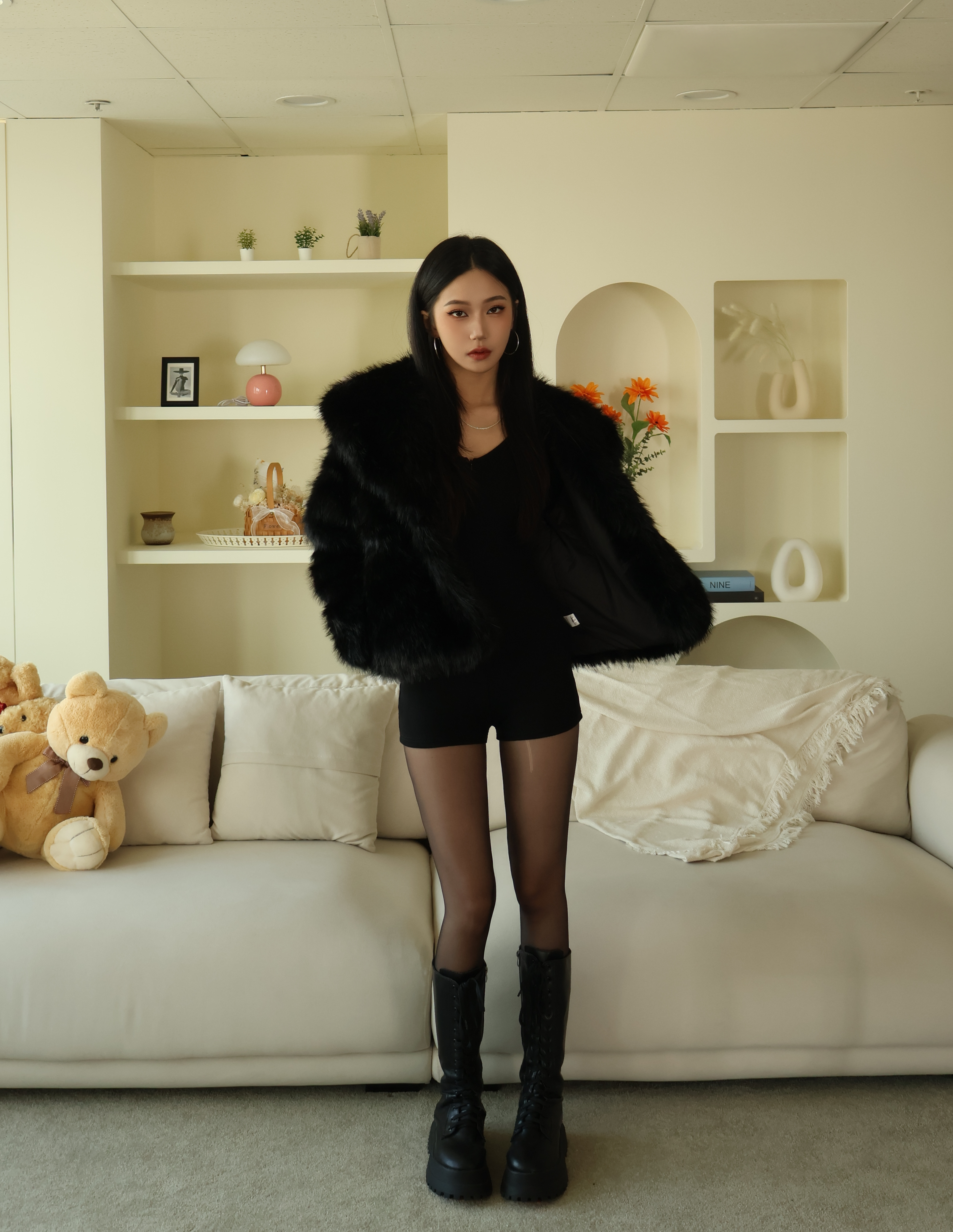 個性翻領毛毛外套