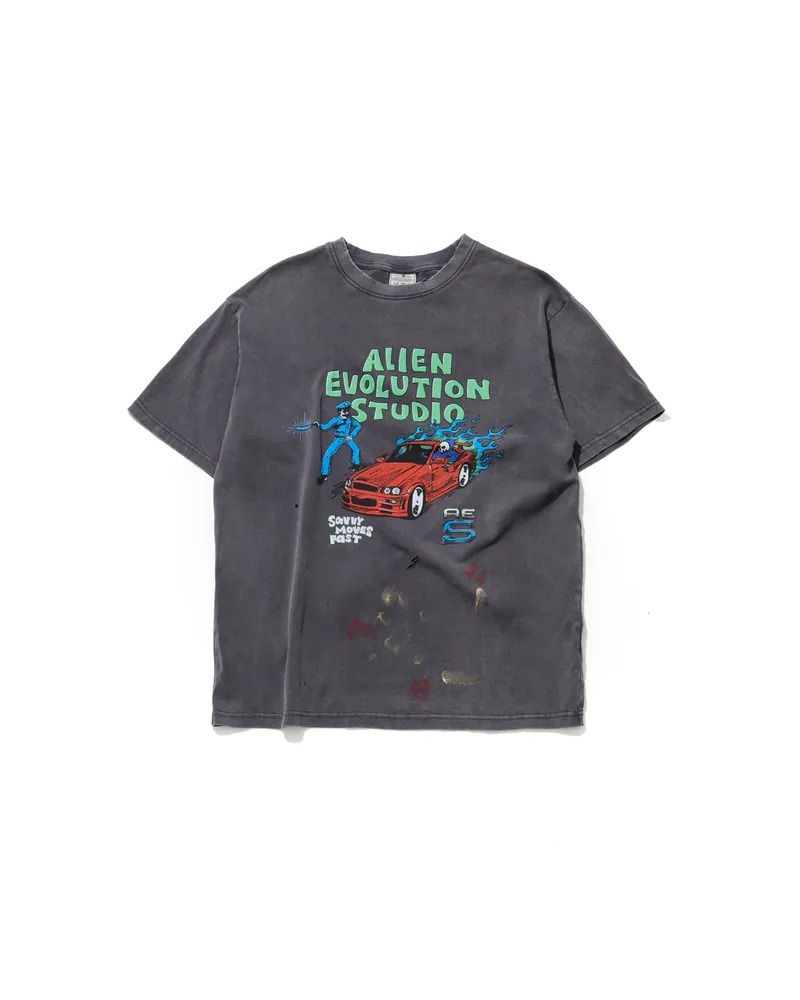 AES Speeding Skull Vintage Washed Oversize Tee
