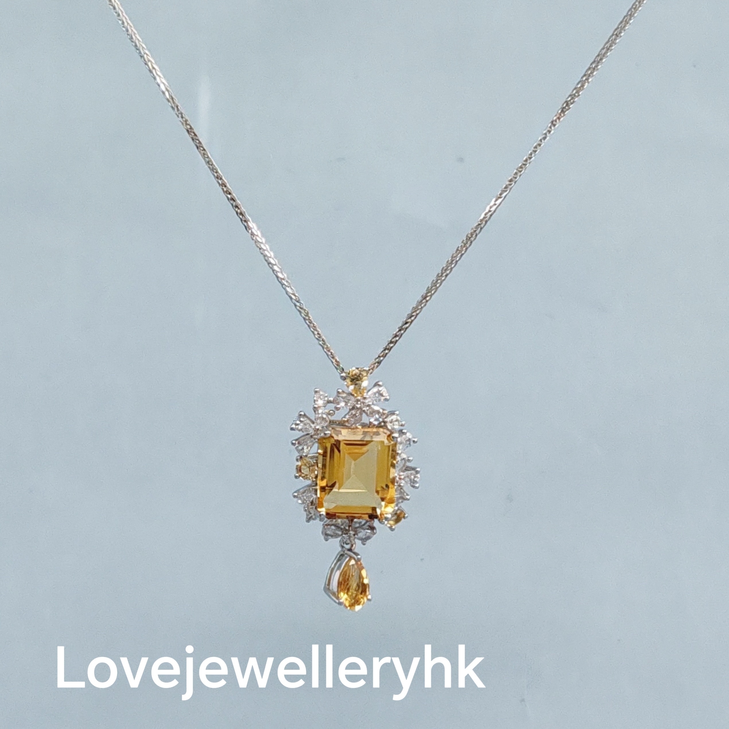 天然方形黃晶吊咀         GP019