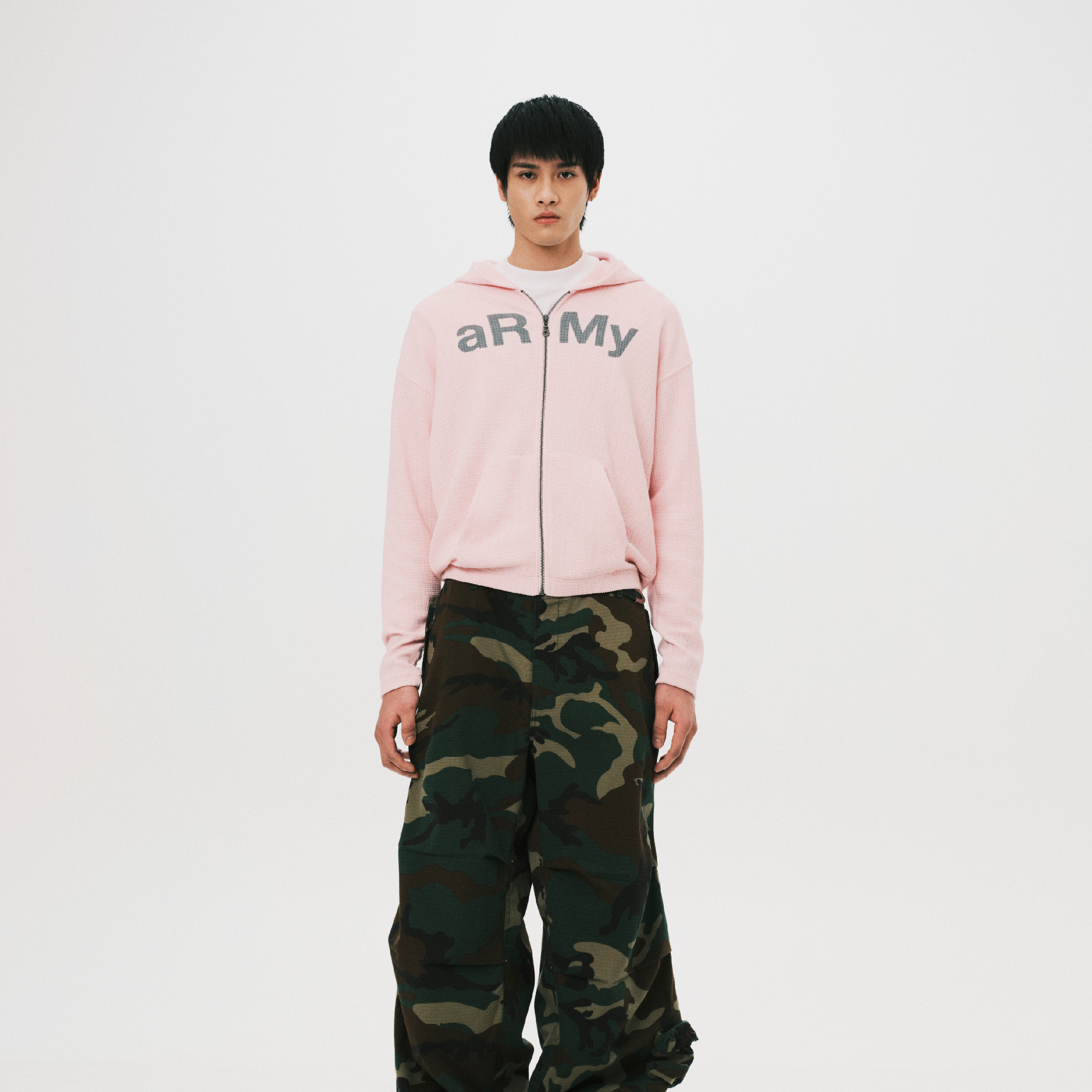 nul1.org aRMy Slim Waffle Zip Hoodie [nu-20]