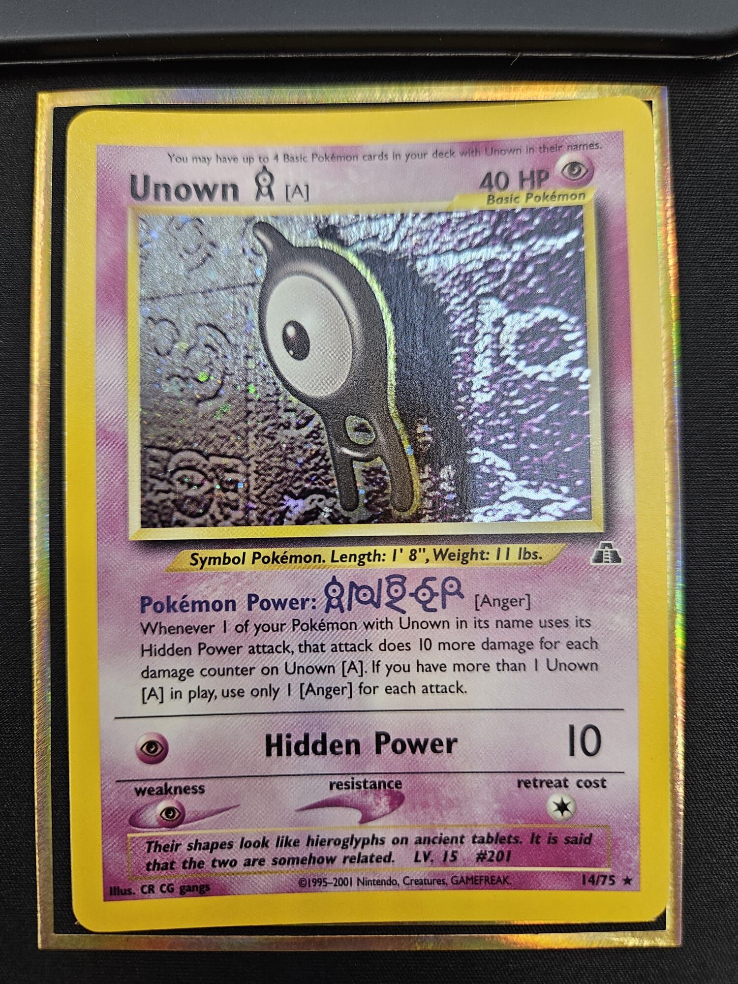 【 14/75 】Unown A Pokemon Neo Discovery Unlimited Holo Rare