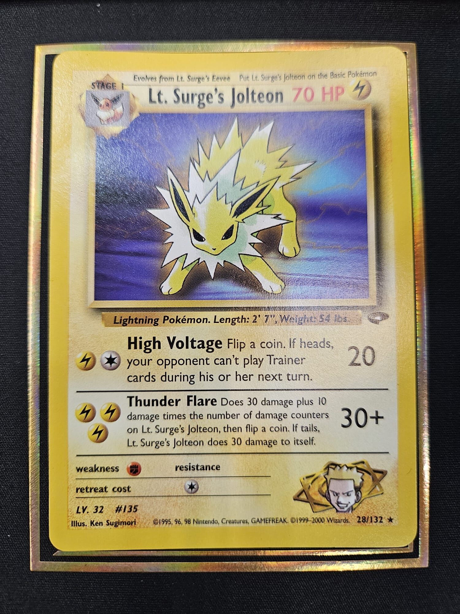 【 28/132 】Lt. SUrge's Jolteon Non Holo Rare Gym Challenge 2000 WOTC VTG