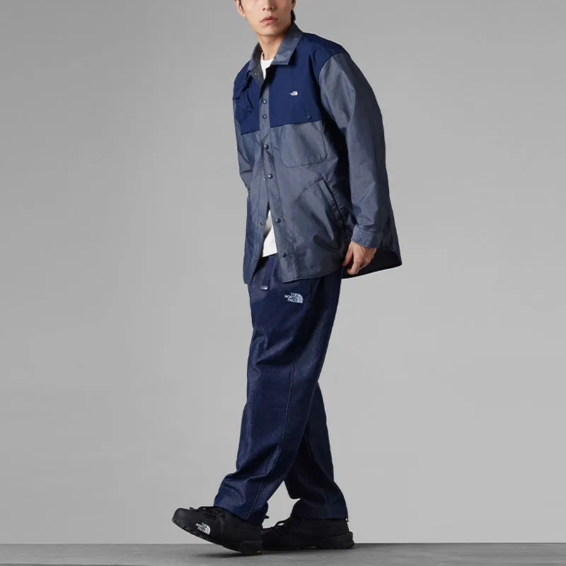 【代購】THE NORTH FACE Urban Exploration SS24 先鋒拼色防曬牛仔戶外襯衫｜抗皺翻領長袖｜男款 藍色