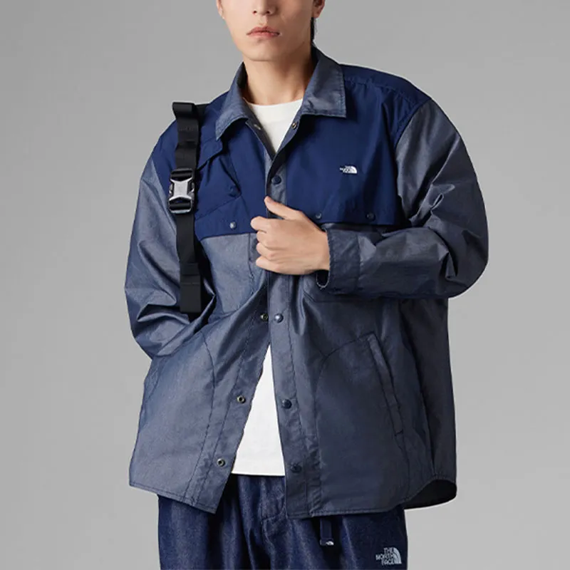 【代購】THE NORTH FACE Urban Exploration SS24 先鋒拼色防曬牛仔戶外襯衫｜抗皺翻領長袖｜男款 藍色