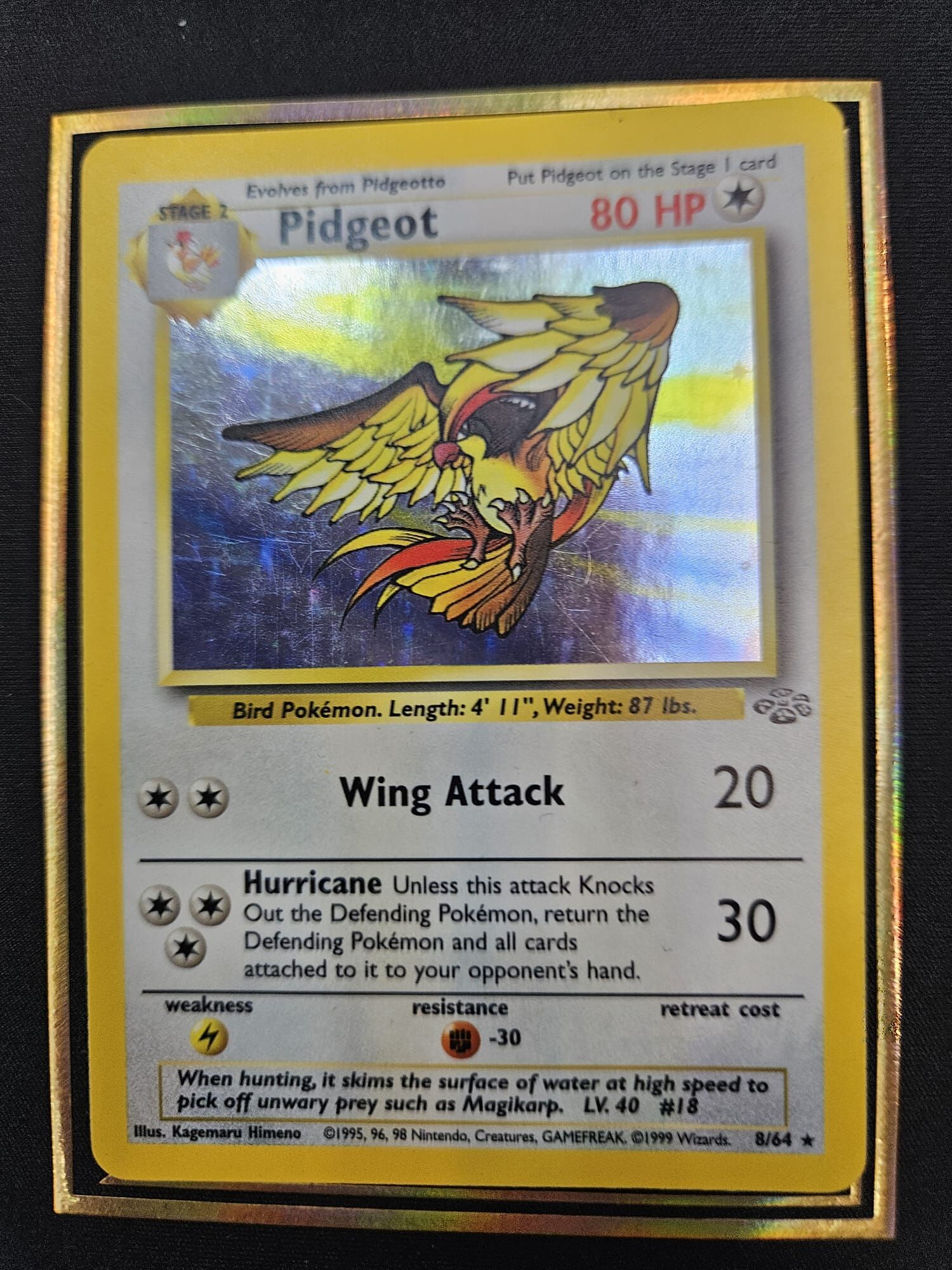 【 8/64 】Pidgeot Pokemon Jungle Unlimited Holo Rare