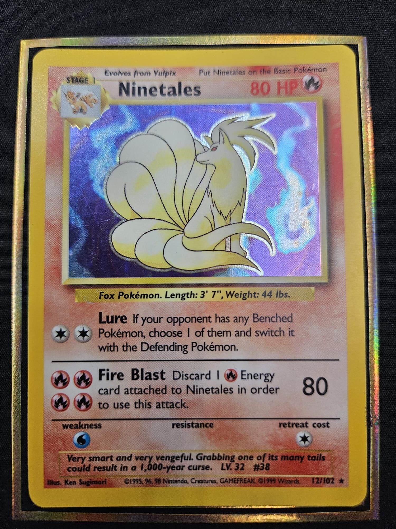 【 12/102 】Ninetales Black Flame Shadowless Holo Base Set