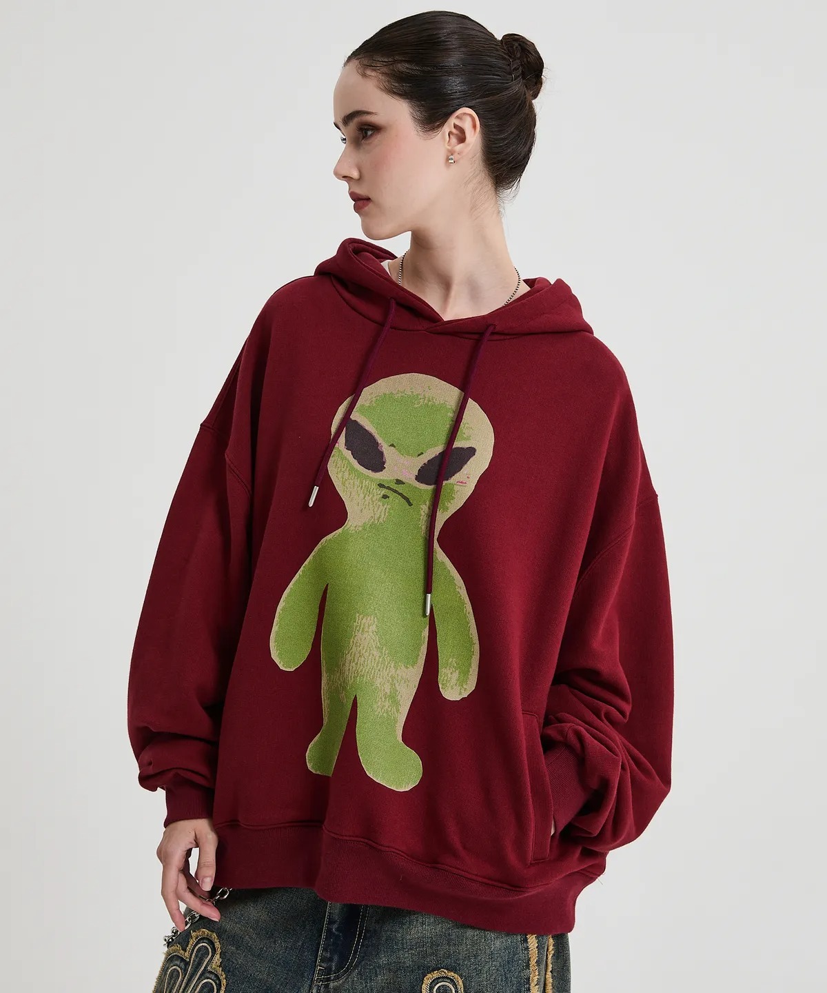 HOODHOOD Alien Graphic Overfit Hoodie