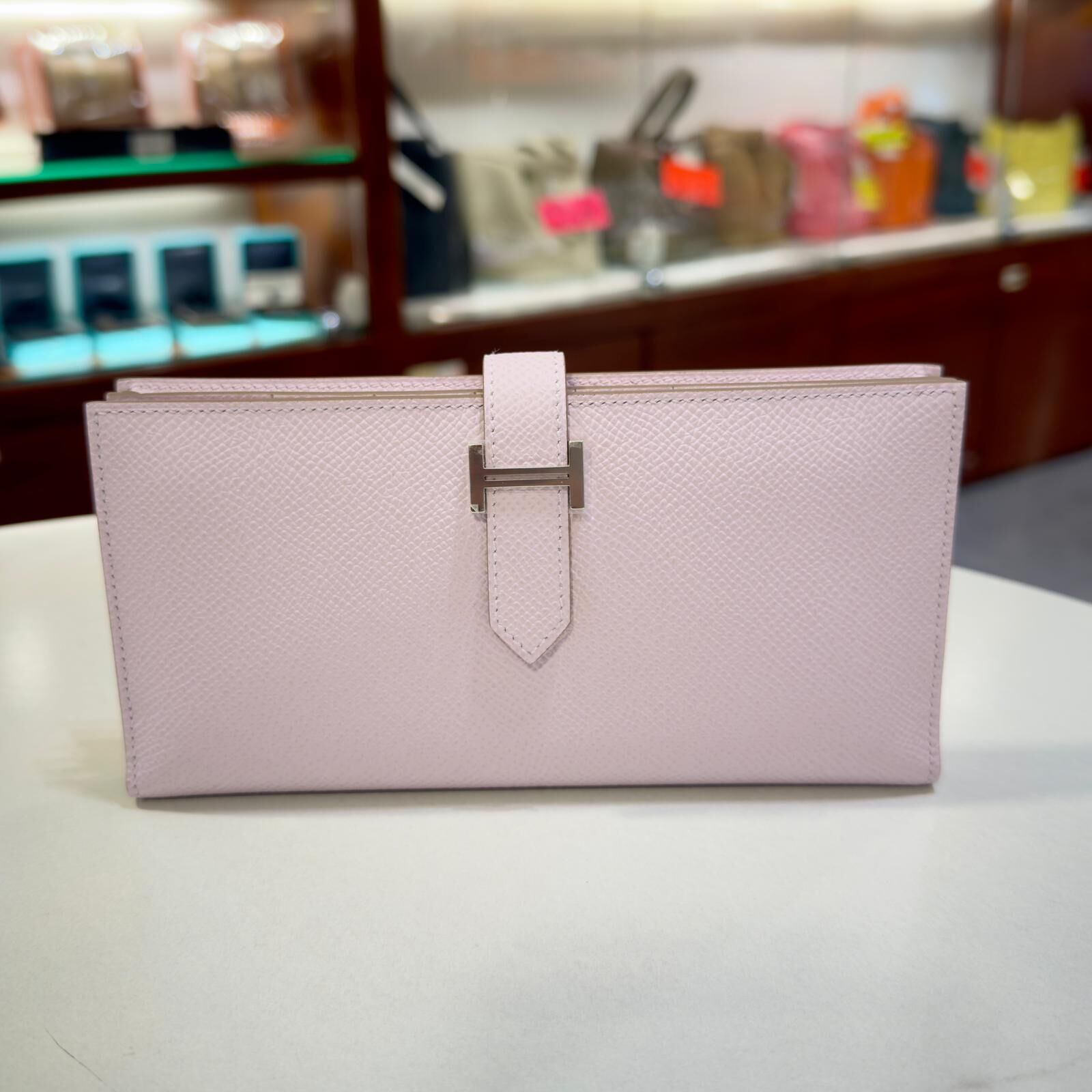 全新HERMES長銀包 09 夢幻紫EPSOM皮/銀色H扣  BEARN LONG WALLET #香榭站正品