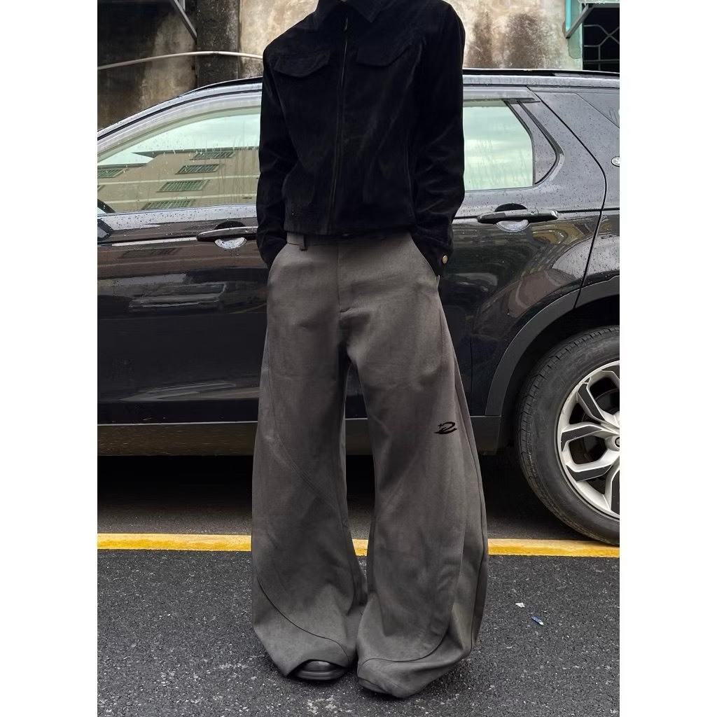 (GOAL)DCM 高級感 老錢風 弧形 彎刀褲 拼接 西裝褲 星星