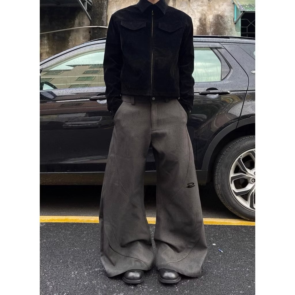 (GOAL)DCM 高級感 老錢風 弧形 彎刀褲 拼接 西裝褲 星星