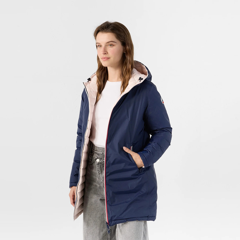 【JOTT】VER二面穿中長版羽絨外套(藍/粉)