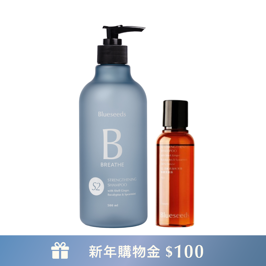 【薄荷強健組】S2 月桃尤加利葉薄荷強健洗髮露 500ml x1 + 100ml x1｜中油性適用