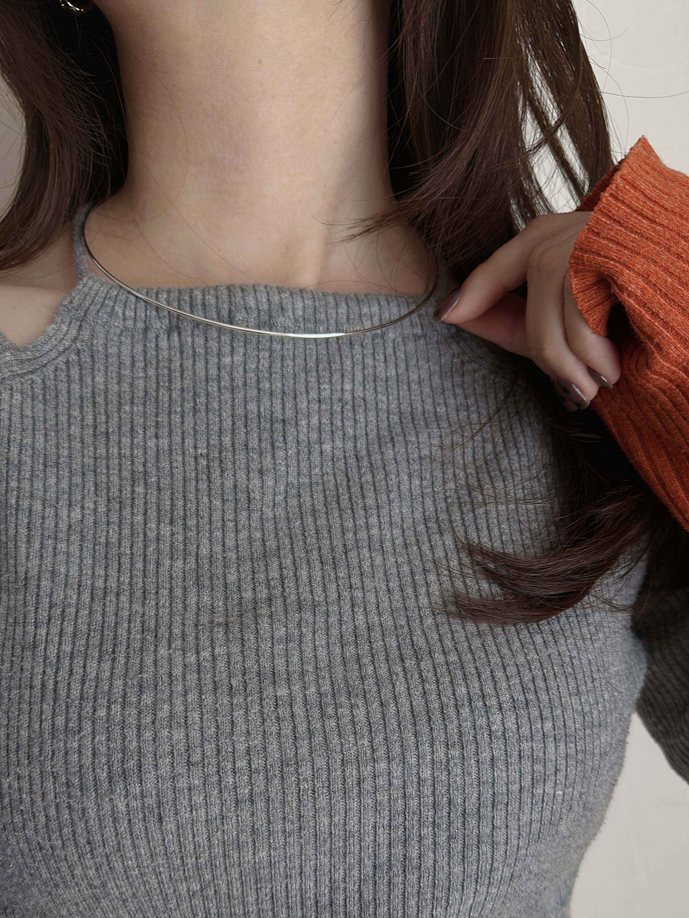 SS hook choker necklace