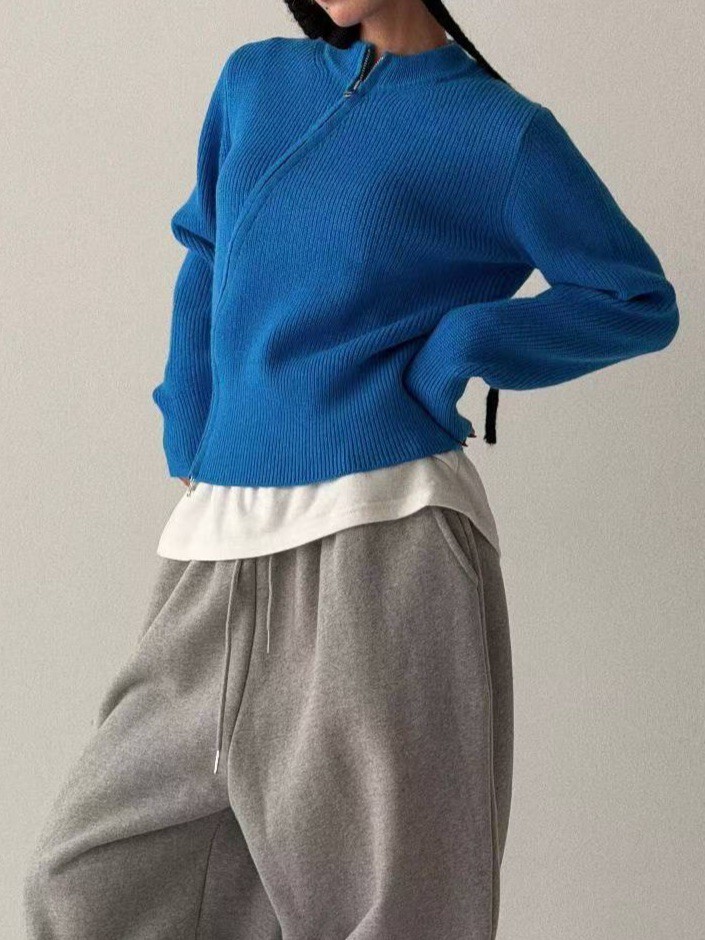 斜拉鍊羊毛夾克