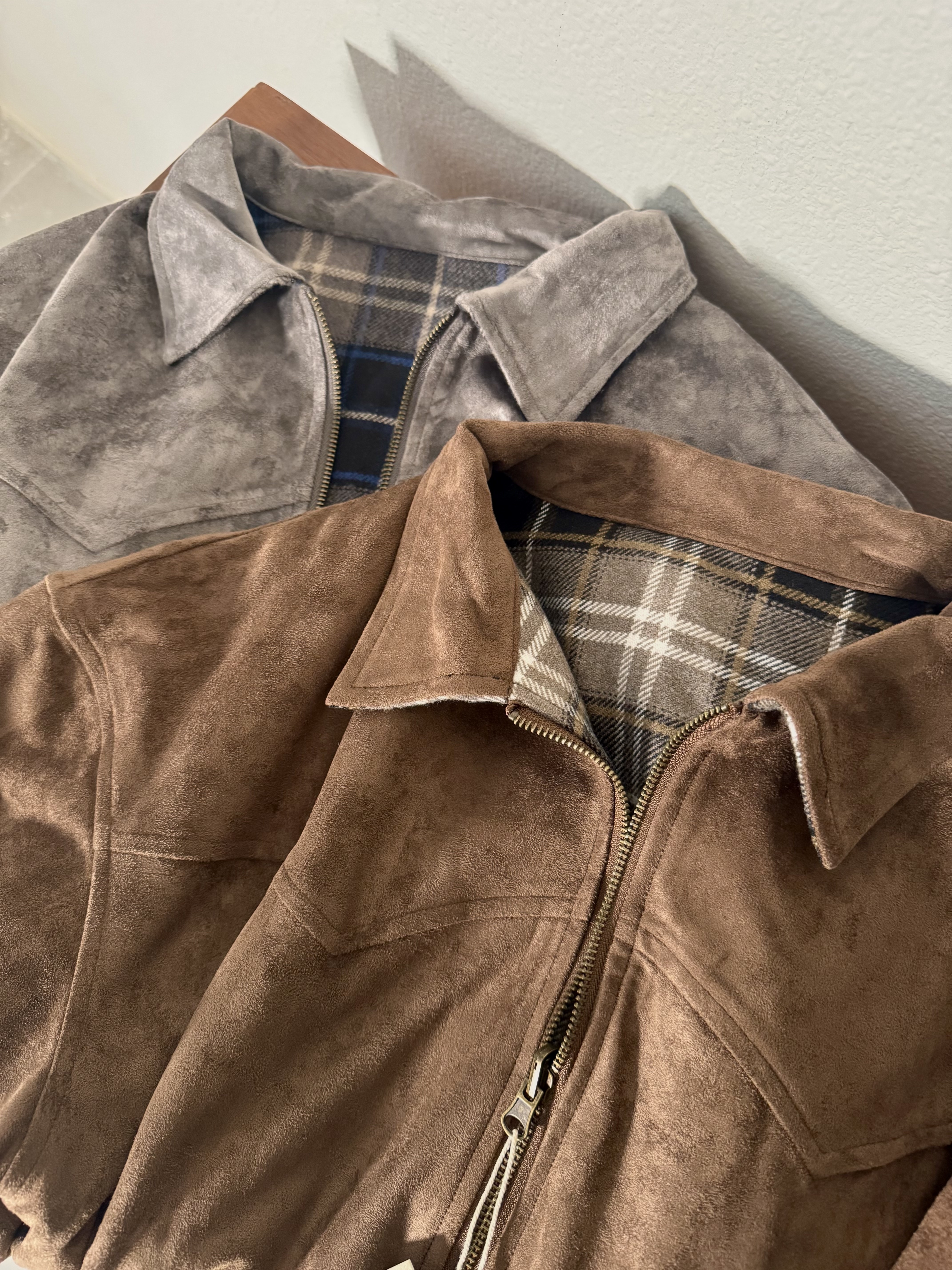 復古又百搭～雙面絨拉鍊外套 - JK53876