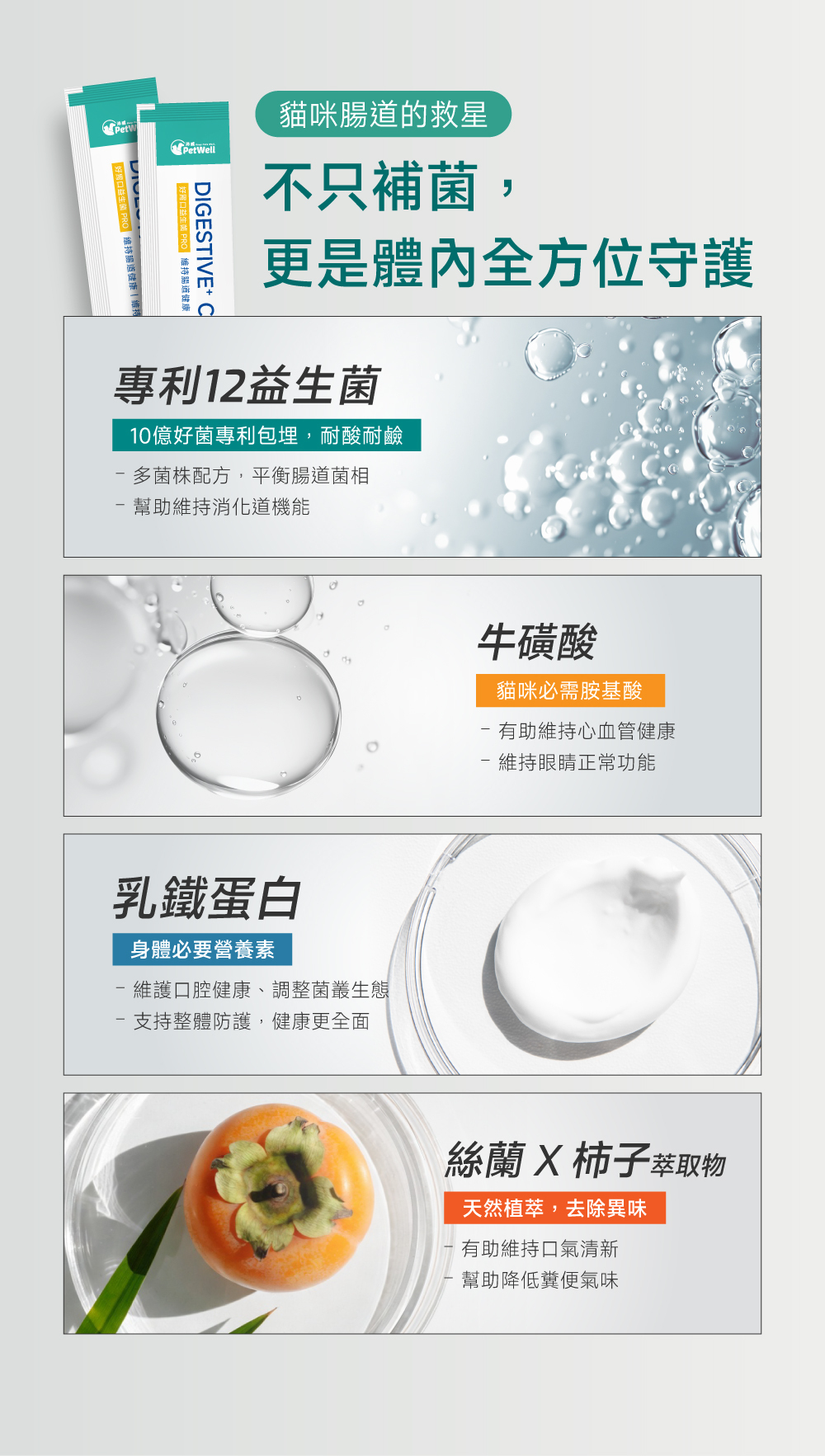 沛威專效保健貓專用好胃口益生菌主要成分