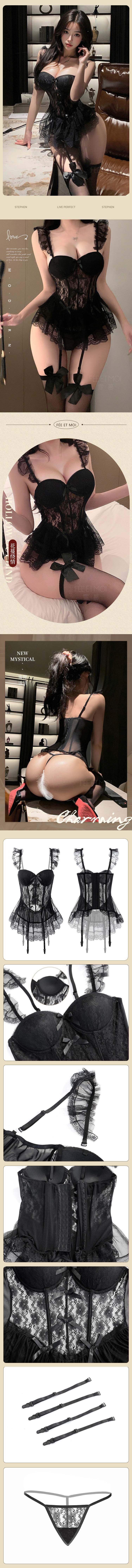 L6340 初戀悸動鋼圈束身性感馬甲 黑