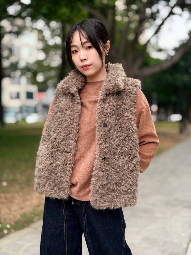 1211翻領羊毛背心外套(現）