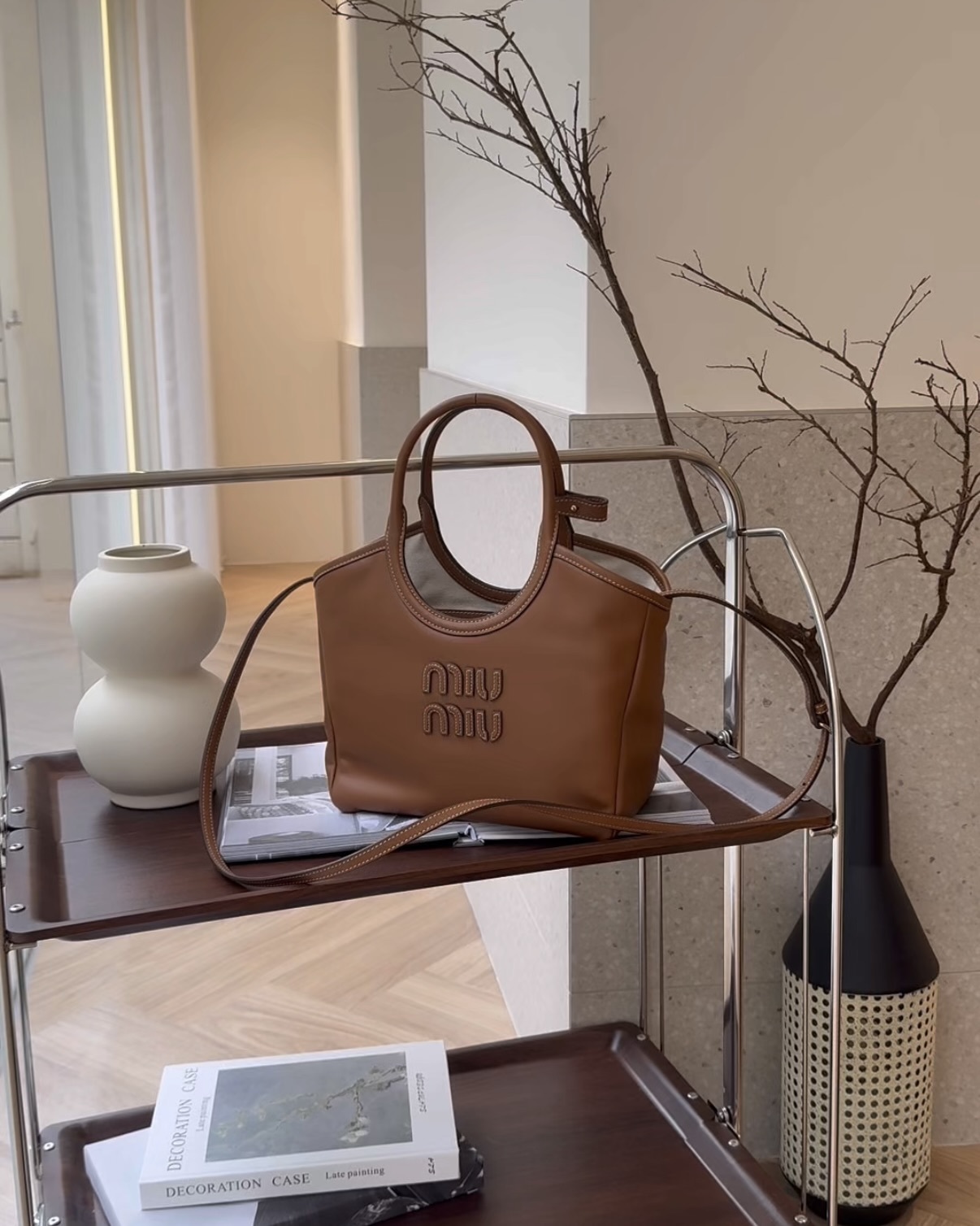 MIUMIU｜IVY 皮革托特包 干邑色