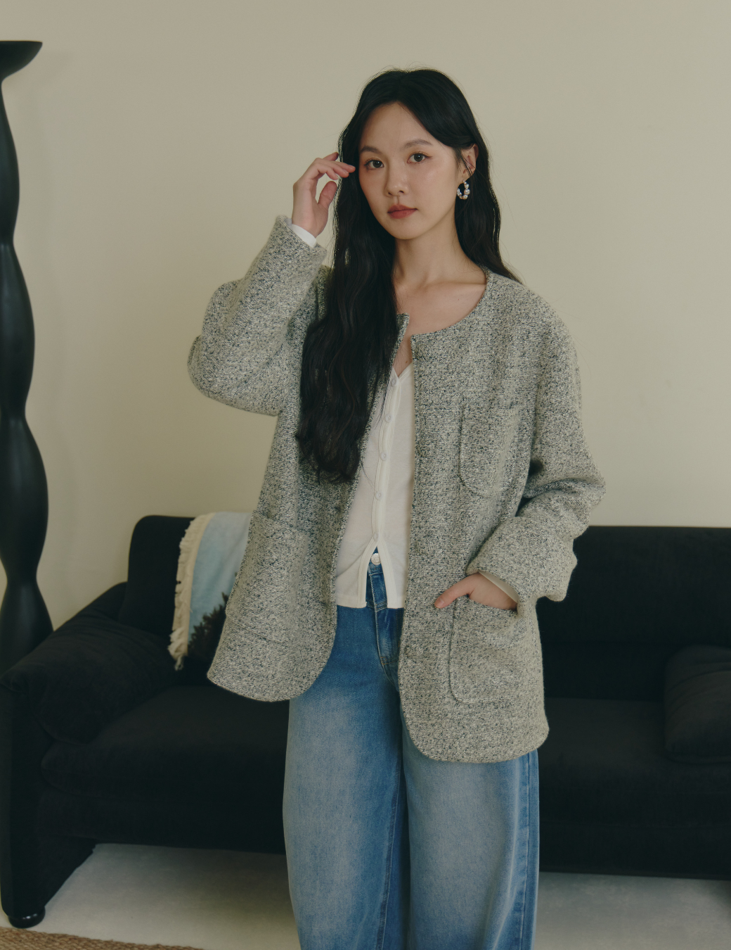 小香風毛呢挺版外套