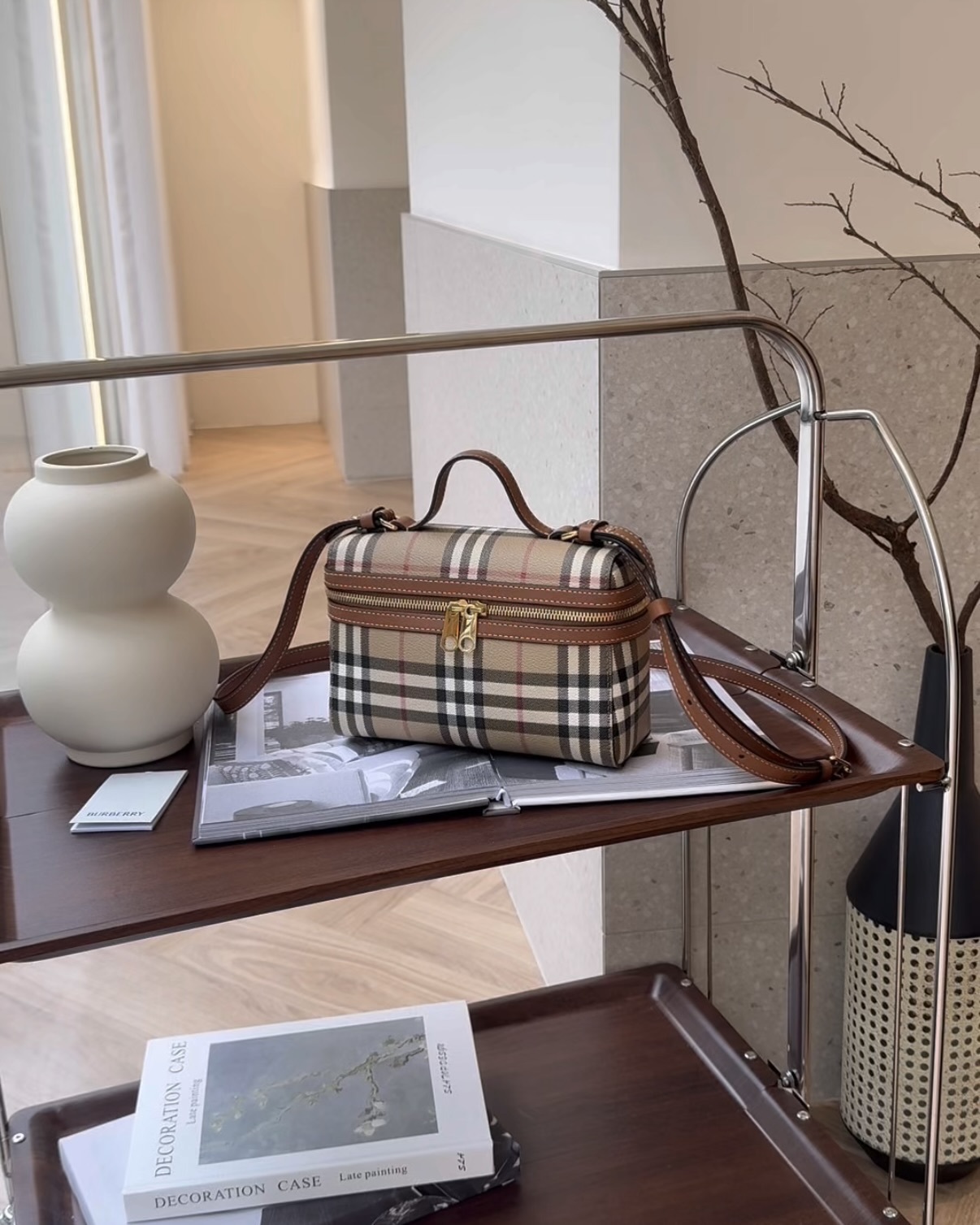 BURBERRY｜格紋盒子包 米色/石南棕