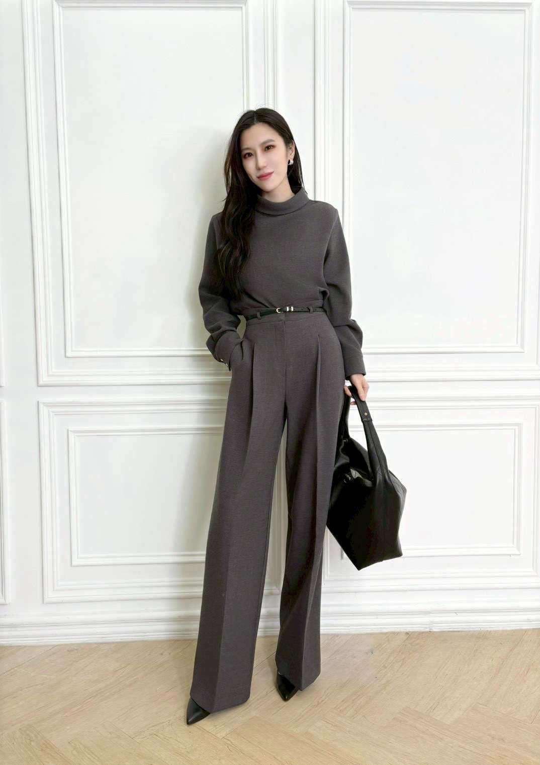 率性立領綁帶西裝套裝