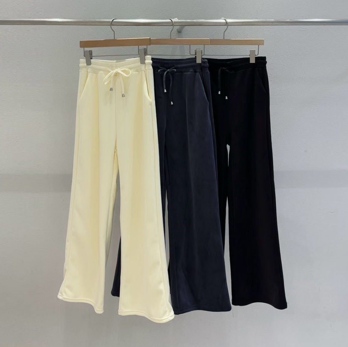 鬆緊腰綁帶內刷毛溫暖休閒長褲-F / 3色