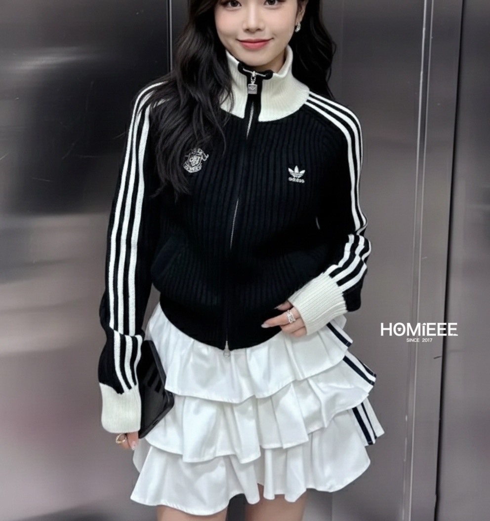 Adidas Originals Fullzip 針織外套 短版 黑色 女款 [KF0718]