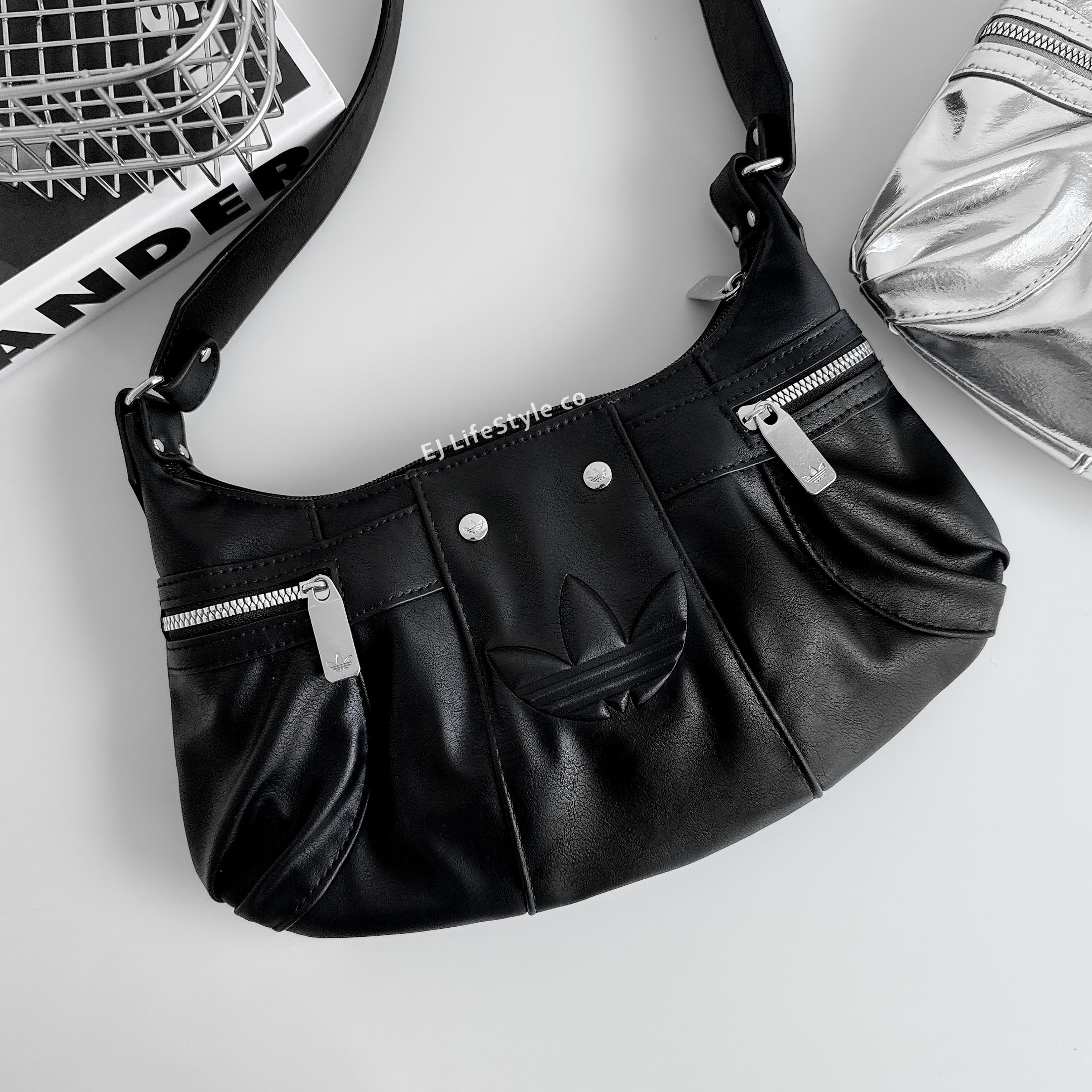 ADIDAS ORI HOBO BAG 機車包 腋下包 單肩包 手提包 Y2K 復古 銀色 KC2771 黑色 KF4485 / 現貨