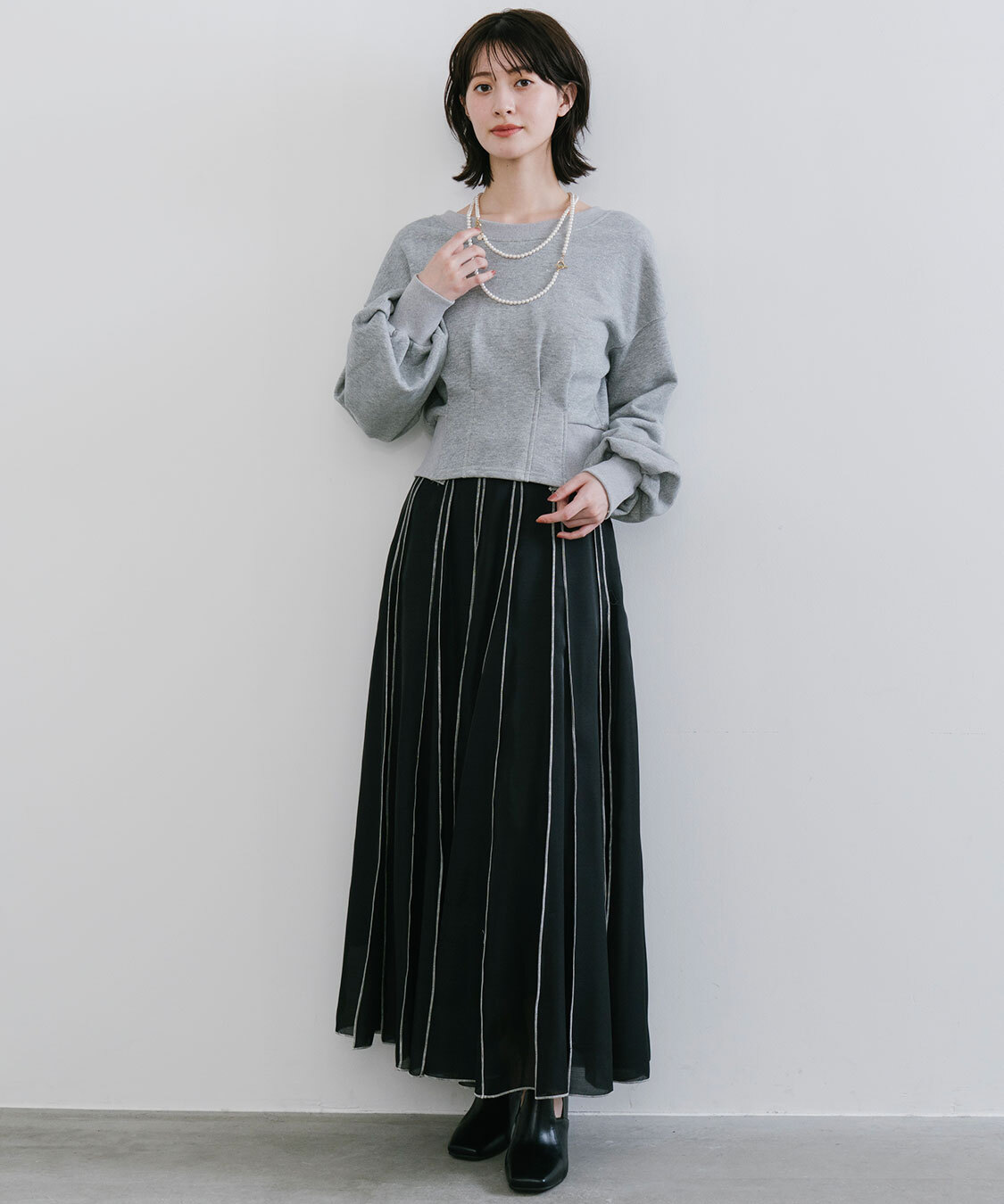 [預購] 折扣COCO DEAL 波浪拼接喇叭裙