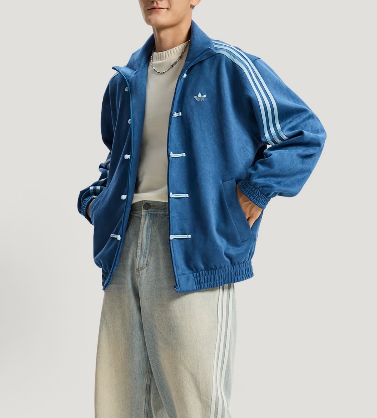 ADIDAS Originals CTT 3.1 Soft Jacket 藍色 立領中國風 FW25 淺藍色三間