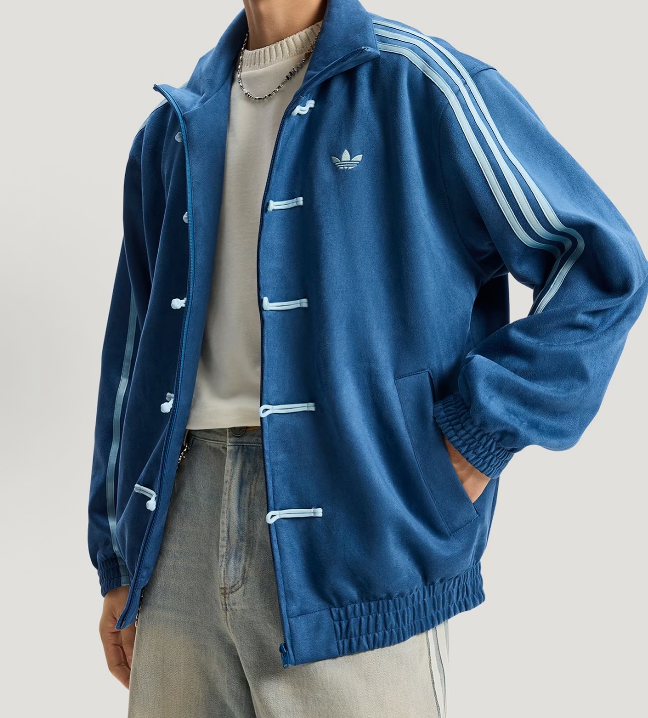ADIDAS Originals CTT 3.1 Soft Jacket 藍色 立領中國風 FW25 淺藍色三間