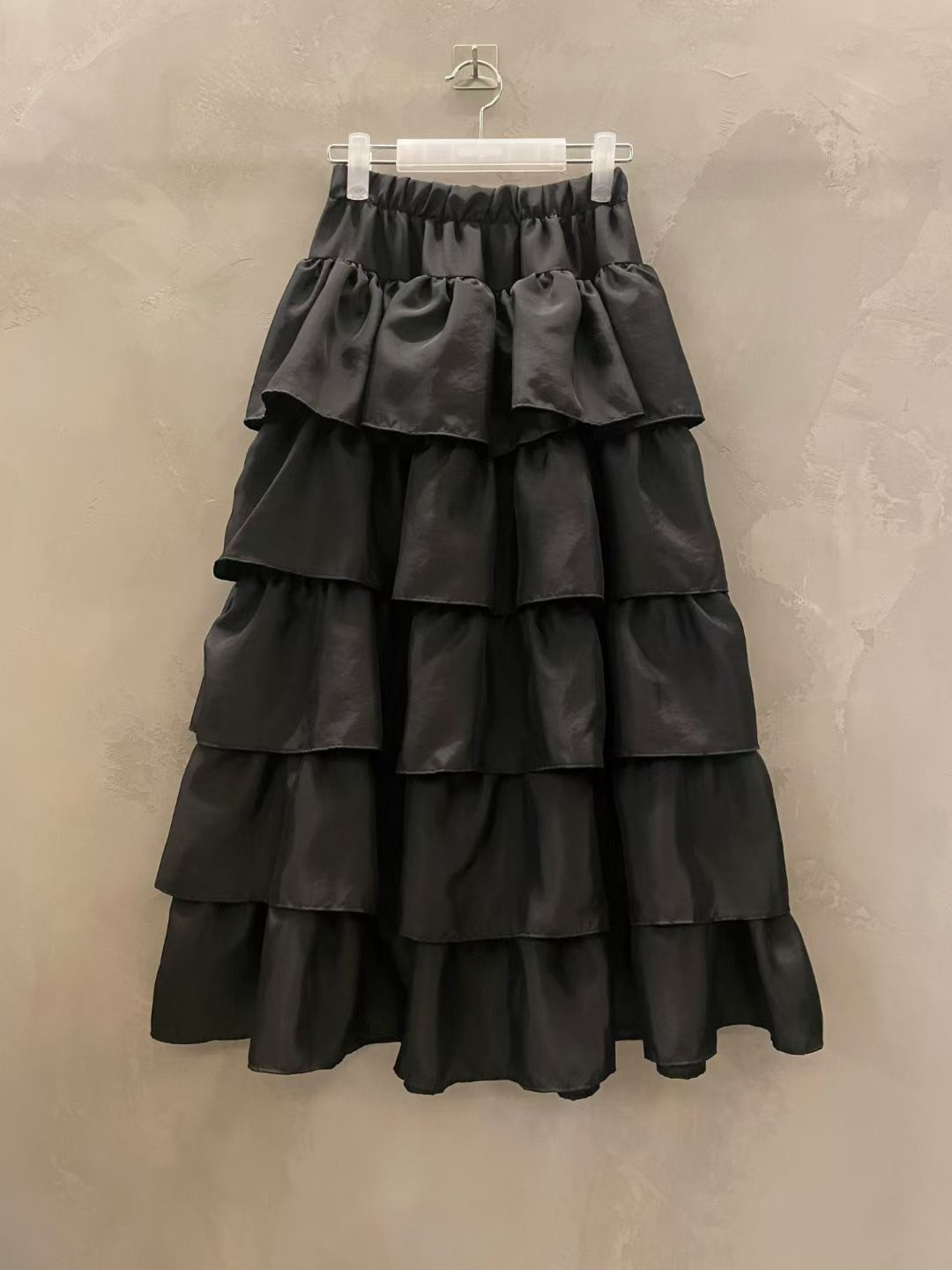 鬆緊腰浪漫荷葉滾邊層次蛋糕裙長裙-F / 2色