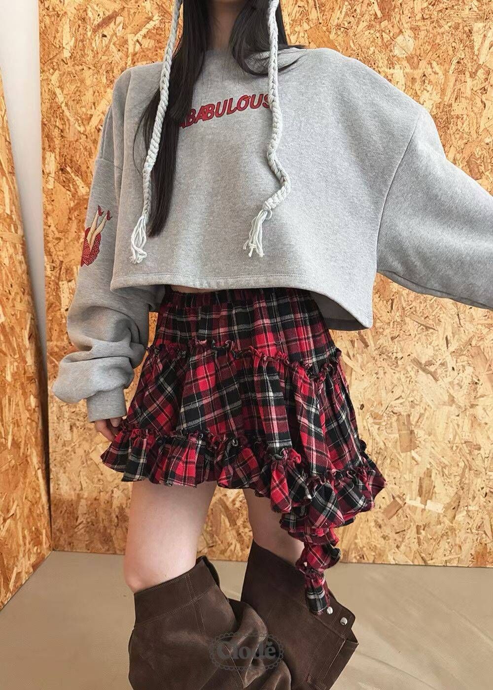 🧸小隱藏✨️不規則格紋裙