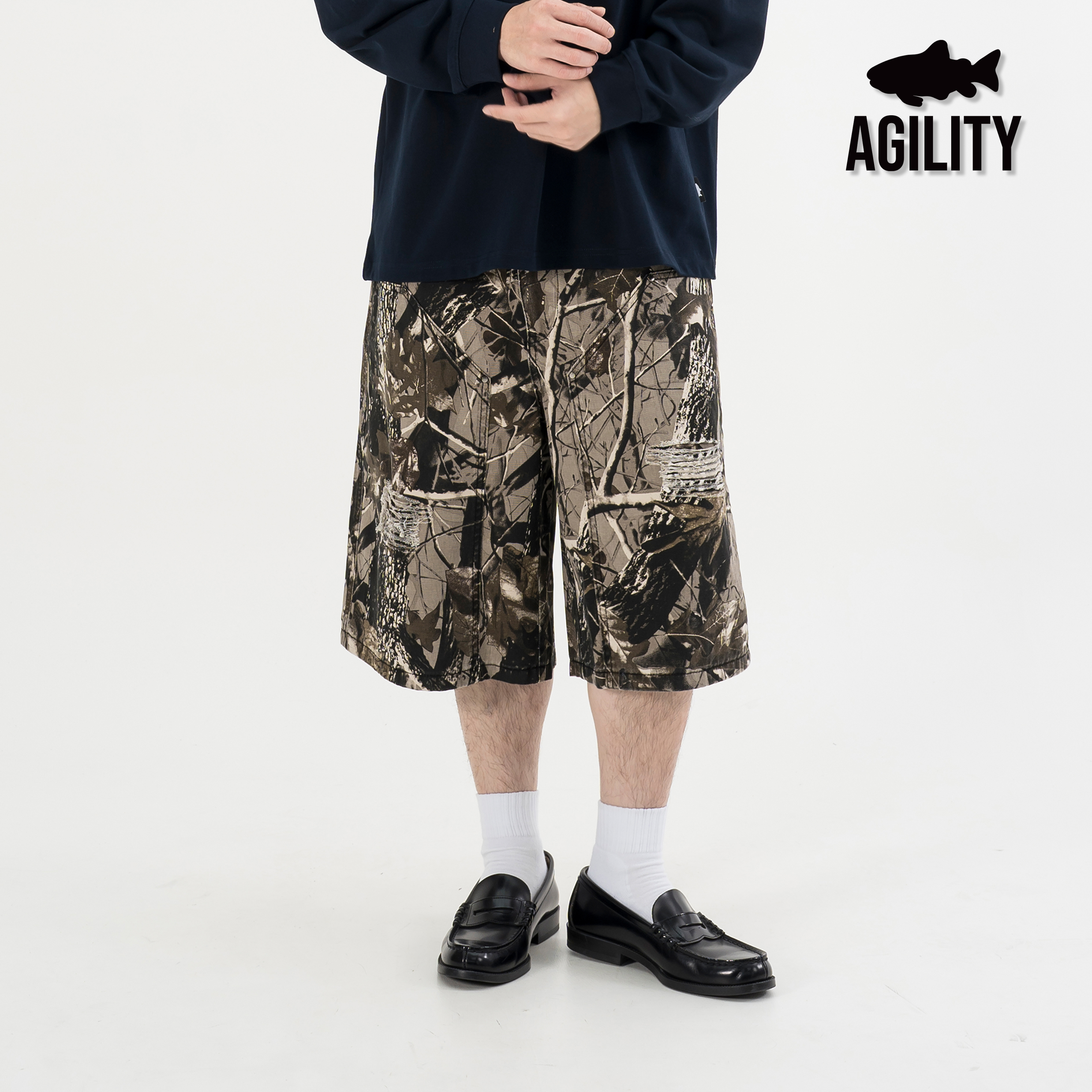 AGILITY Distressed Baggy Jorts 貼布 破壞 七分牛仔短褲 [J88]