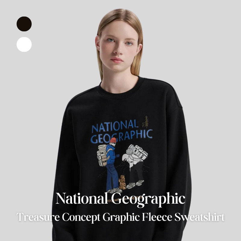 【代購】國家地理 NATIONAL GEOGRAPHIC Treasure Concept 圖像刷毛大學T｜厚磅保暖 × 都會休閒｜N254USW901